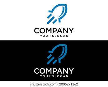 Diseño del logotipo minimalista lineal del cohete. Plantilla de vectores de iconos de cohete. Plantilla vectorial de diseño de logotipo de cohete