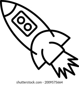Rocket Linear Vector Icon Design