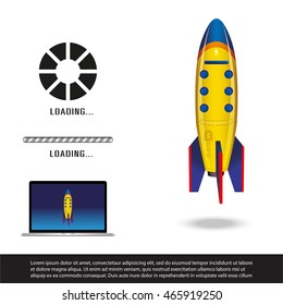 rocket and loading icon vector illustration