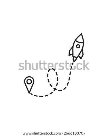 rocket with location icon, vector best line icon.