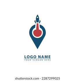 Rocket location logo icon vector. Abstract graphic in simple flat illustration style.