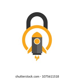 Rocket Lock Logo Icon Design