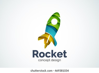 Logo del cohete, icono comercial elegante abstracto