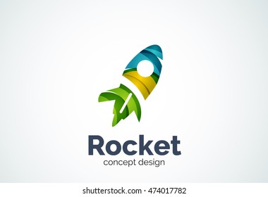 Rocket logo, abstract elegant business icon