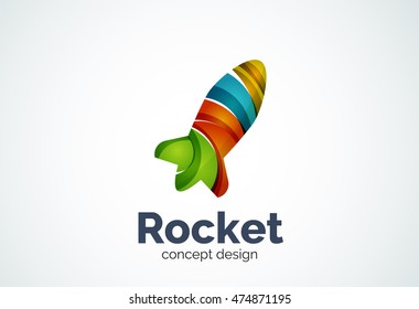Logo del cohete, icono comercial elegante abstracto
