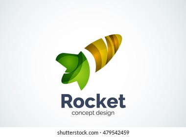 Logo del cohete, icono comercial elegante abstracto