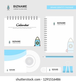 Rocket  Logo, Calendar Template, CD Cover, Diary and USB Brand Stationary Package Design Vector Template