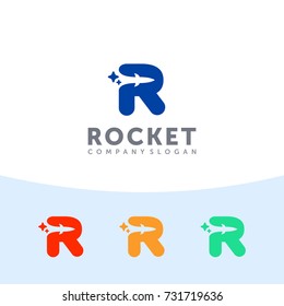 Rocket logo. Capital R letter with rocket in the negative space.