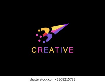 Rocket Logo. Colorful Minimalist Rocket Icon Paper Style. Usable for Business, Branding and Technology Logos. Flat Vector Logo Design Template Element.