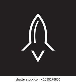 rocket logo combination with letter v in white color