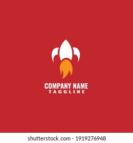 rocket logo company flat minimalis