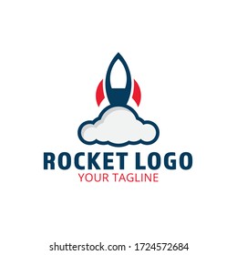 Rocket logo concept design. Space shuttle, spaceship launch icon. Vector illustration