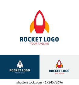 Rocket logo concept design. Space shuttle, spaceship launch icon. Vector illustration