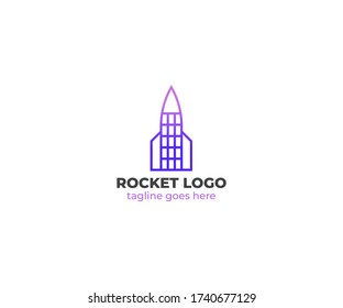 Rocket logo concept design. Space shuttle, spaceship launch icon. Vector illustration