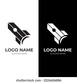 rocket logo concept with flat black and white color style