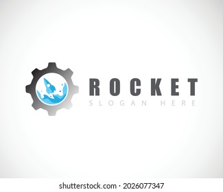 logotipo de cohete equipo creativo servicio de educación de ciencia web emblema comercial