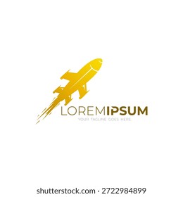 Logotipo de foguete com vetor de design expresso de entrega, logotipos de sopro