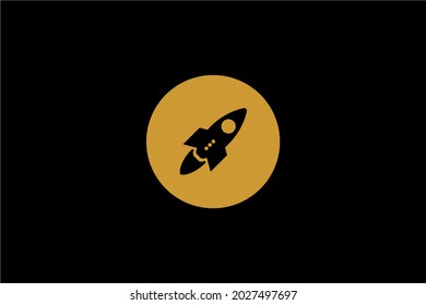 Rocket logo design. Blue planet sign symbol. Rocket launching icon vector. 