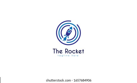 rocket logo design combined with circles, vectors