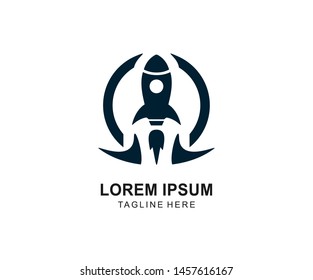 Rocket logo design flat vector illustration, icon Rocket