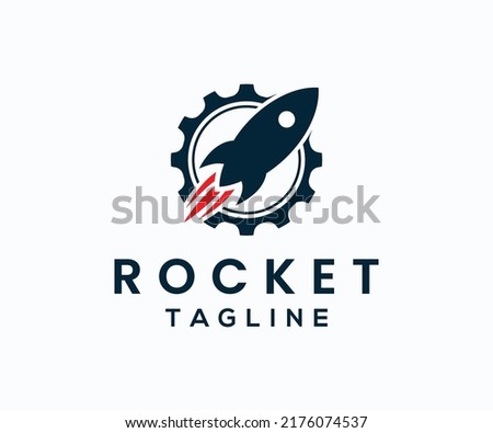 Rocket Logo Design. Rocket With Gear Icon Logo Design