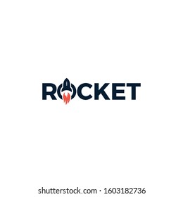 Rocket logo design with the Rocket icon in the letter O