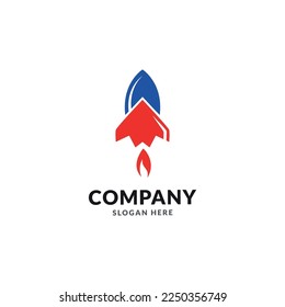 Rocket Logo Design mit Rocket Symbol im Stern.