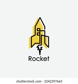 diseño de logotipo de cohete ilustraciones espacio icono línea de imagen arte
