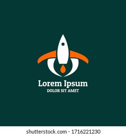 Logo del cohete. Diseño de logotipos en un estilo moderno y minimalista. Apto para empresas industriales y tecnológicas