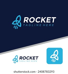 Diseño del logotipo del cohete. Icono moderno y simple del cohete. Ilustración del vector