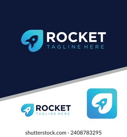 Diseño del logotipo del cohete. Icono moderno y simple del cohete. Ilustración del vector