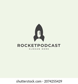 Rocket logo design with Podcast shape