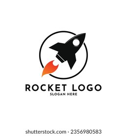 Rocket logo design silhouette  with circle shape