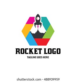 Rocket Logo design template ,Colorful logo design concept ,Vector illustration