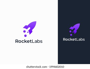 rocket logo design template. rocket negative space lab logo icon vector. 