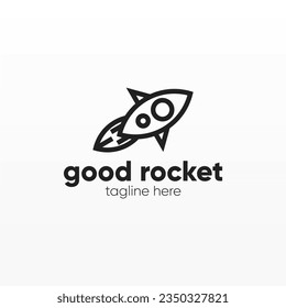 Design-Vorlage für das Rocket-Logo. Logo-Konzept für Raumschiffe. Design-Vorlage für das Logo von Weltraumfahrzeugen