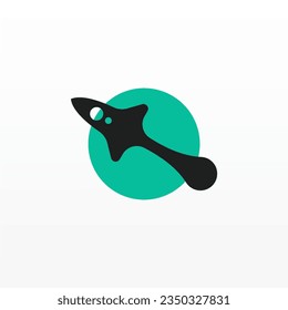 Plantilla de diseño de logotipo de cohete. Concepto del logotipo del barco espacial. plantilla de diseño de logotipo de nave espacial