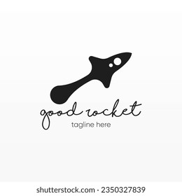 Rocket logo design template. Space ship logo concept. Space craft logo design concept template