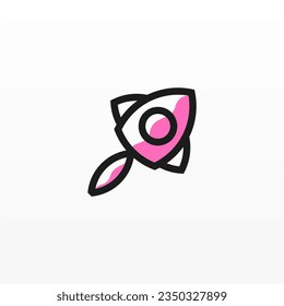 Plantilla de diseño de logotipo de cohete. Concepto del logotipo del barco espacial. plantilla de diseño de logotipo de nave espacial