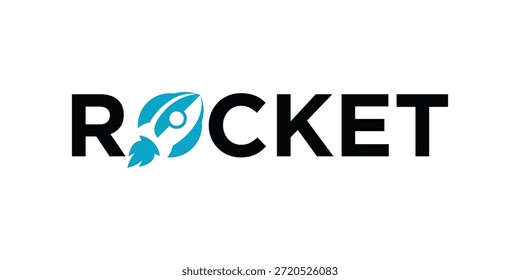 Diseño del logotipo del cohete, Vector gráfico del logotipo del cohete de la marca de palabras