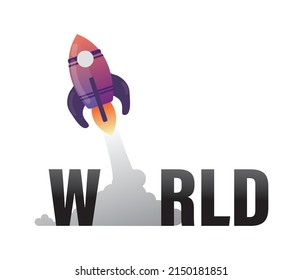 Rocket logo earth space shuttle spaceship. editable vector.

