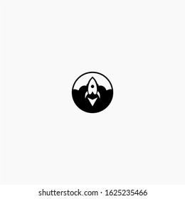 rocket logo, filled flat sign vector design