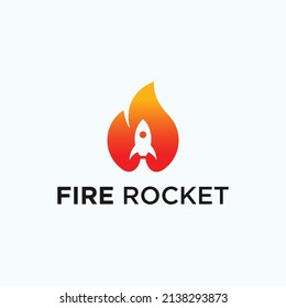 rocket logo with fire and rocket icon vector silhouette illustration template