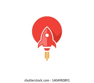 Rocket logo fly lunch vector 