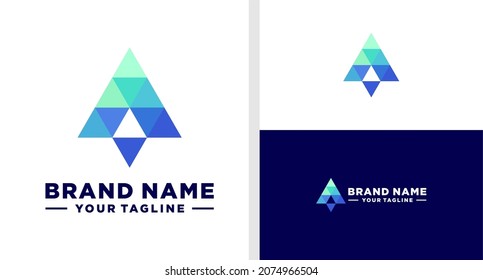 ROCKET LOGO GEOMETRIC TRAINGLE TECHNOLOGY EDITABLE