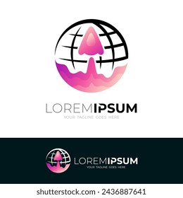 Rocket logo and globe design combination, up logos