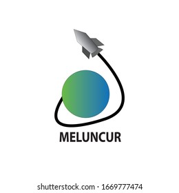 el icono del logo del cohete se desliza con un icono circular como la tierra
