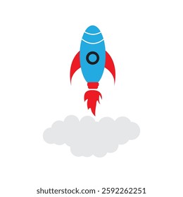 Rocket logo icon illustration flat