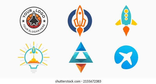 rocket logo icon set. creative rocket vector illustration