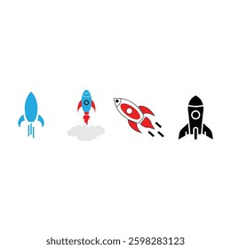 rocket logo icon set illustration